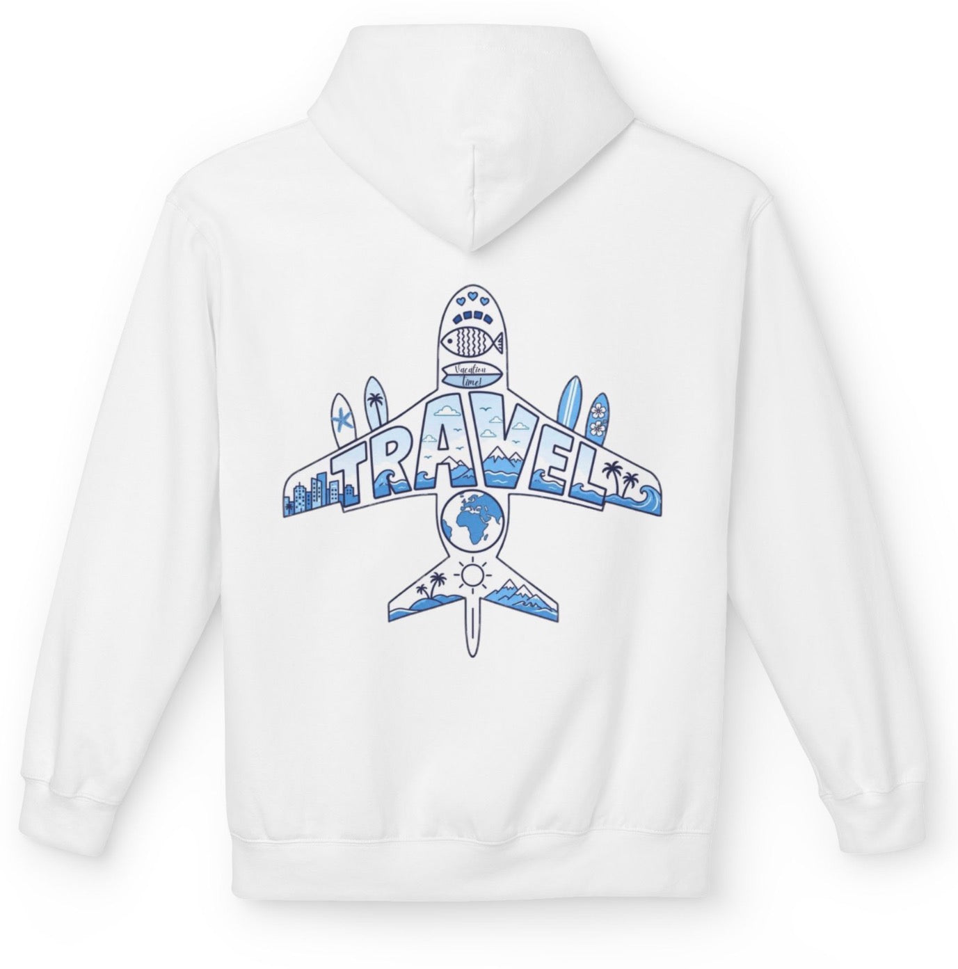 TRVLDAY plane graphic hoodie (white)