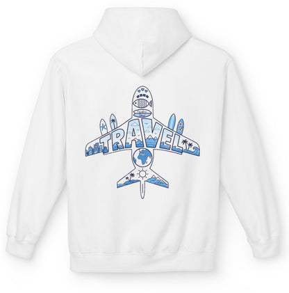 TRVLDAY plane graphic hoodie (white)