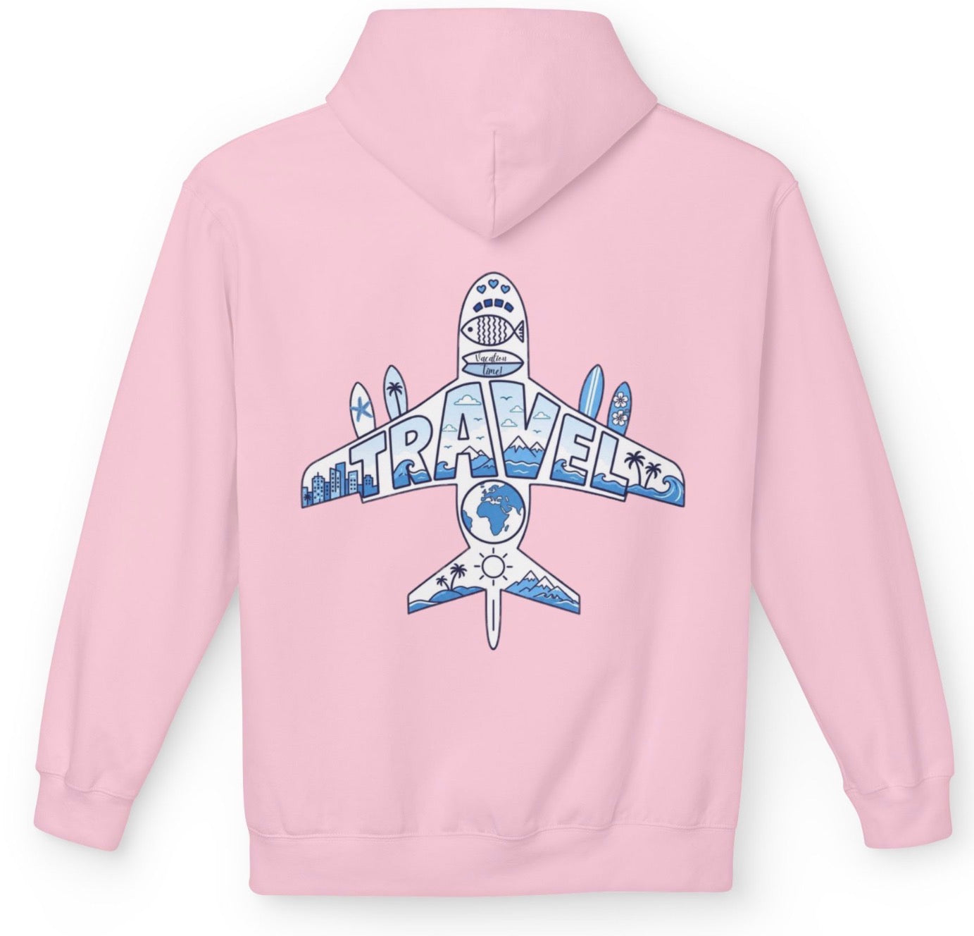 TRVLDAY plane graphic hoodie (pink)